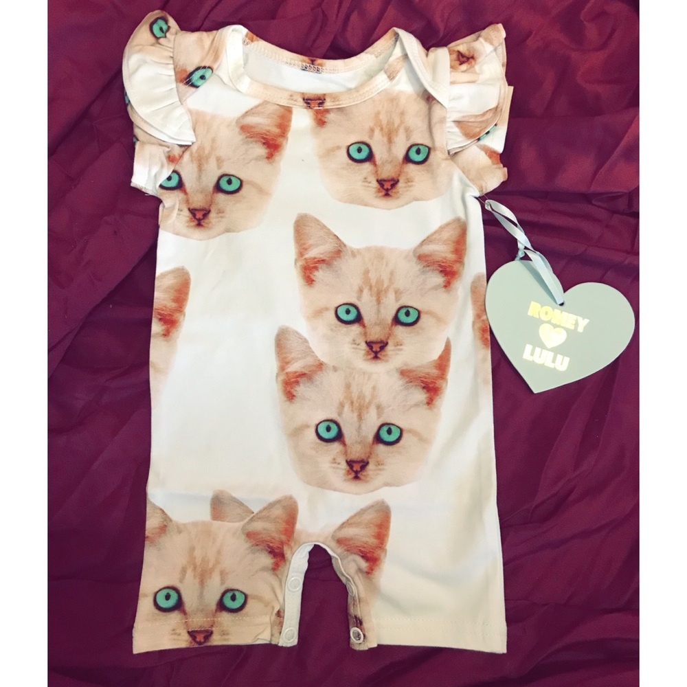 Short ruffled sleeve onesie. Romey loves lulu. NWT